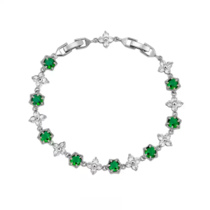 Olive Green/Sapphire Blue Snowflake Zirconia Bracelet Unisex