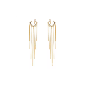 Gold long tassel elegant female earrings