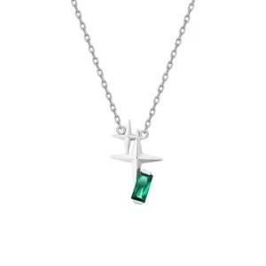 Emerald Star Silver Necklace