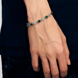 Olive Green/Sapphire Blue Snowflake Zirconia Bracelet Unisex