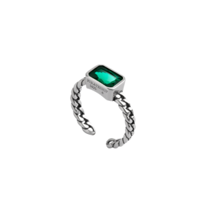 Emerald Star Silver Ring